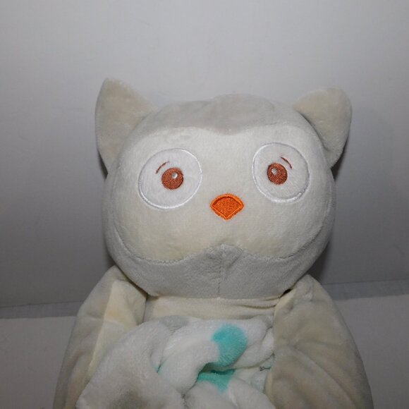 Piccolo Bambino Baby 13" Plush Gray Owl w Fleece Blue Polka Dot Blanket UNUSED - Picture 7 of 7